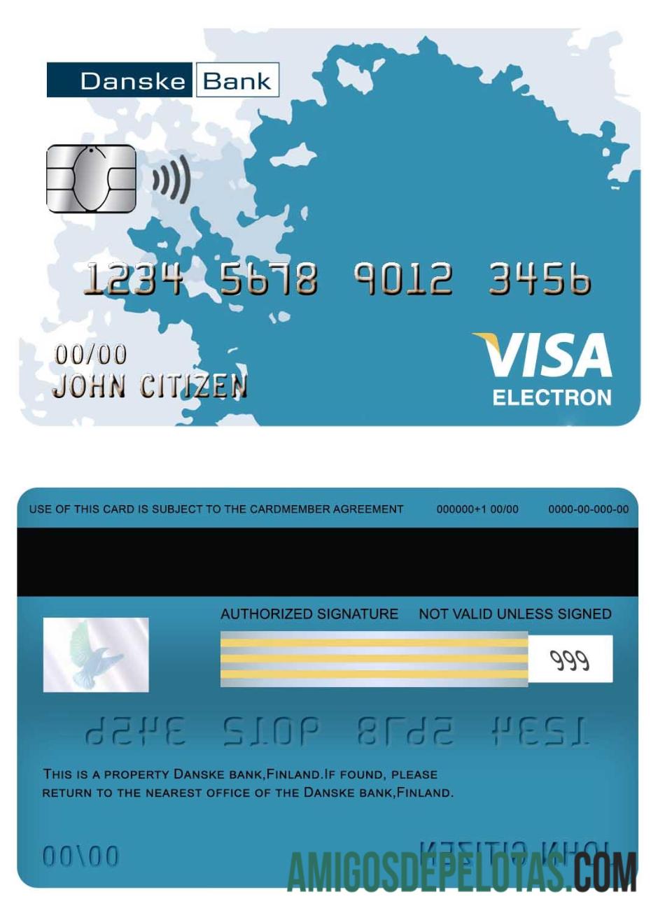 Cartão Finland Danske Bank Visa Electron modelo